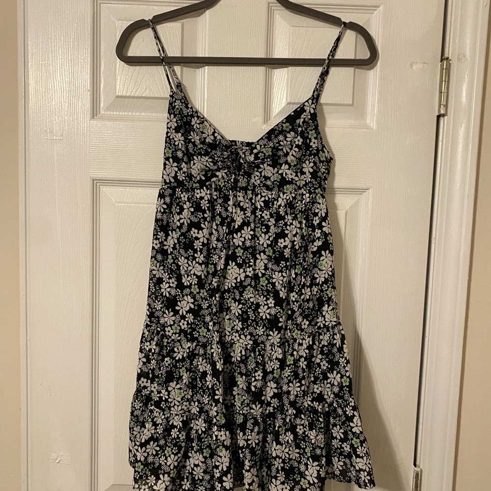 Green Floral Spaghetti Strap Dress